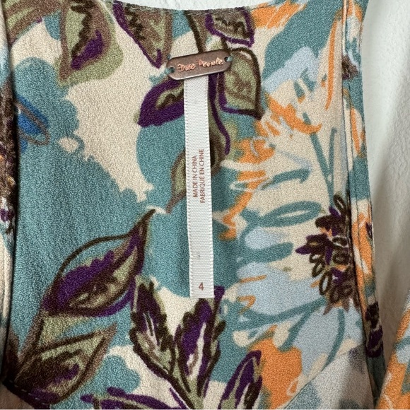 Free People Dress Mini‎ Jump and Jive Floral Printed Button Down Plunge Neckline - Picture 10 of 11